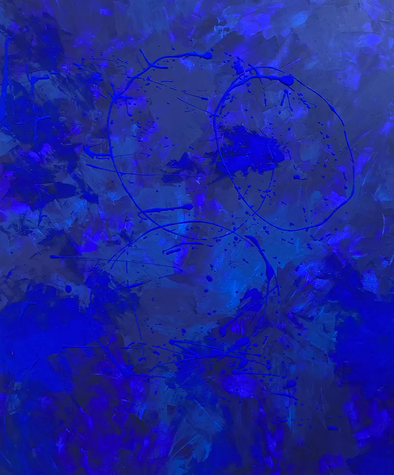 Elke Driftmeier - Künstlerin in der AG Leverkusener Künstler. Ultramarinblaue Kreise